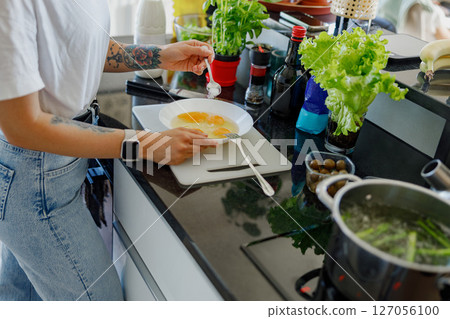 Cooking in a modern kitchen with fresh, quality ingredients is truly enjoyable and rewarding 127056100