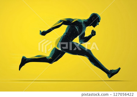 Dynamic Athlete Running with Creative Energy for Marathon Campaign Poster Design Dynamic Athlete Running with Creative Energy for Marathon Campaign Poster Design 127056422
