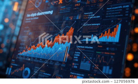 Dynamic Digital Dashboards Displaying Business Data Analytics 127056976