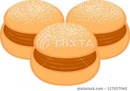 Berlines donuts filled with dulce de leche illustration Berlines donuts filled with dulce de leche illustration 127057048