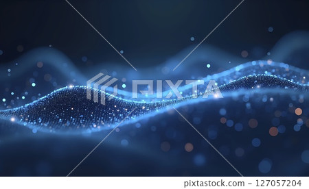Futuristic Wave Grid With Light Particles 127057204