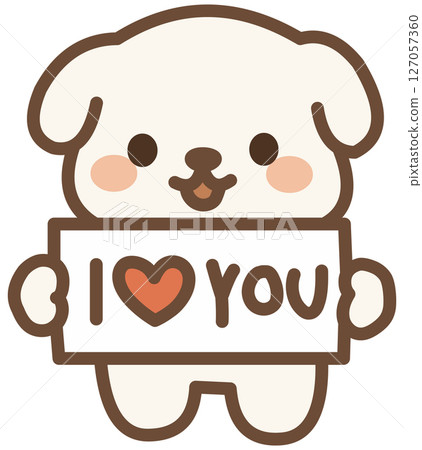 Cute White Puppy with I Love You Sign Cute White Puppy with I Love You Sign 127057360