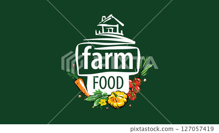 The Farm food logo. Hand-drawn vector illustration The Farm food logo. Hand-drawn vector illustration 127057419