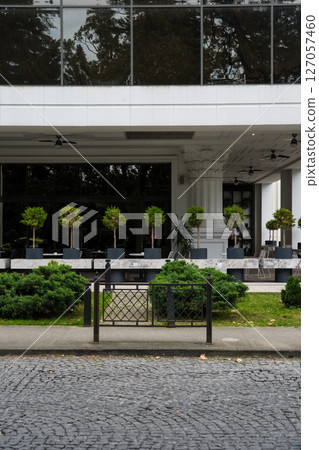Outdoor terrace of an expensive restaurant in Batumi 127057460