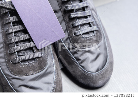 Expensive black shoes in a box Expensive black shoes in a box 127058215