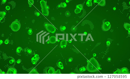 Bacterial Colony Spread on Green Background 127058595