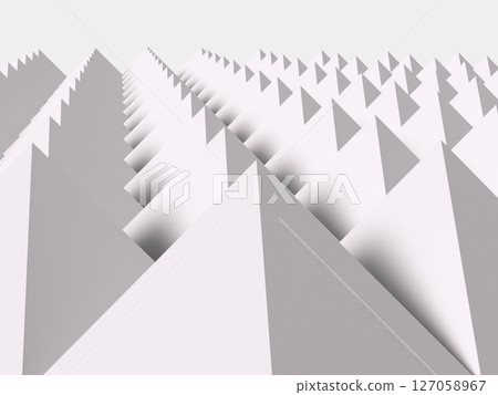 3D illustration of a background filled with pyramids and square pyramids 127058967