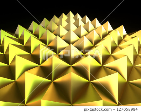 3D illustration of a background filled with pyramids and square pyramids 127058984