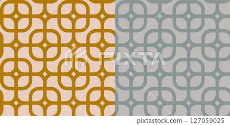 Vector set retro simple geometric seamless patterns in retro style. Vintage abstract geometric pattern in Art deco style. 127059025