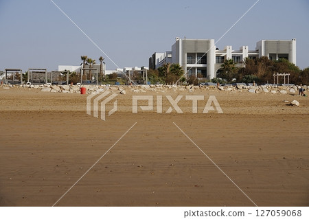 Mansions at promenade in African AGADIR city at Souss-Massa region in Morocco 127059068