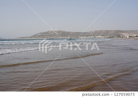 Seaside of Atlantic Ocean in African AGADIR city in Morocco 127059073