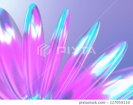 Photorealistic 3D illustration of a circular arrangement of lenses illuminated by fantastic light 127059110