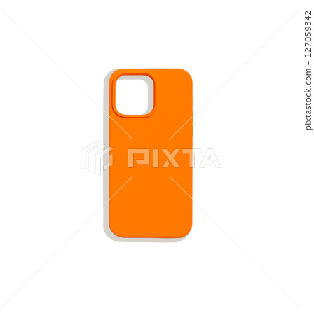 Orange silicone phone case, offering protection for smartphones. Soft, flexible cover with a modern, 127059342