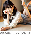 Female student lying on the floor 127059754