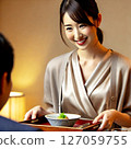 Woman serving food 127059755