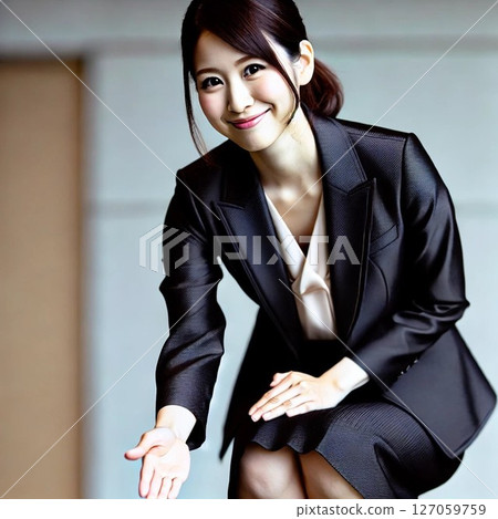 Young business woman smiling and asking for a handshake 127059759