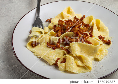pasta papardelle, in creamy garlic sauce, with mushrooms, traditional Italian cuisine, pasta carbonara, homemade, no people, pasta papardelle, in creamy garlic sauce, with mushrooms, traditional Italian cuisine, pasta carbonara, homemade, no people, 127059887