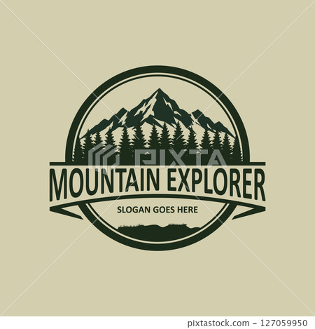 Mountain logo design vector illustration, outdoor adventure . Vector graphic for t shirt and other uses 127059950