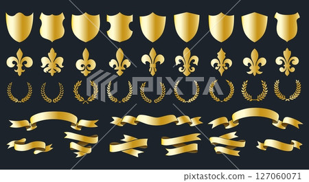 Golden heraldic symbol set Golden heraldic symbol set 127060071