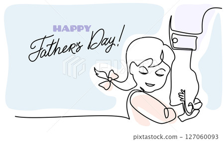 Child holds hand of father with love. Fathers day card. Child holds hand of father with love. Fathers day card. 127060093
