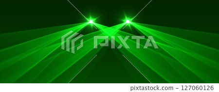 Green lasers background., glowing rays or neon beams, bright futuristic backdrop.. 127060126