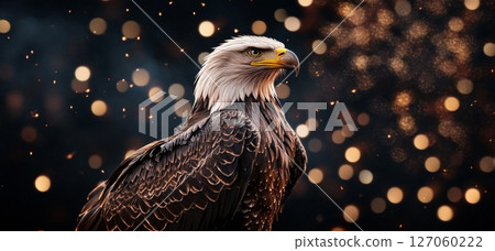 Majestic Eagle Perched Confidently With Sparkling Background in Soft Focus 127060222