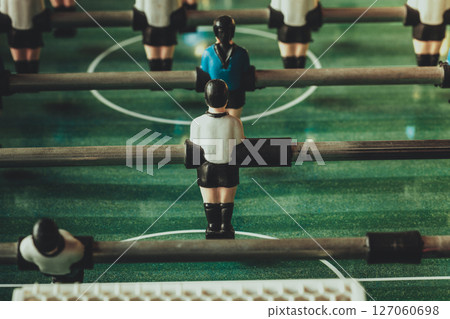 Closeup of soccer table football players 127060698