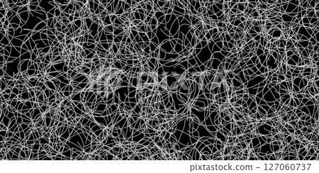 Black scribble chaos seamless bg with white pen strokes texture 127060737