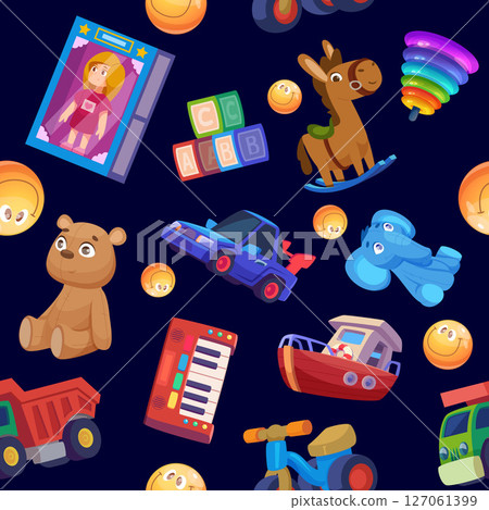 Toys patterns. seamless background with kids toys 127061399