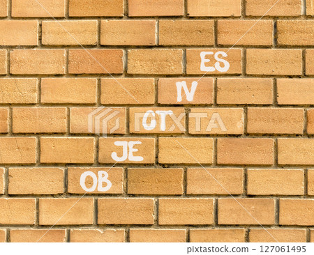 Objectives symbol. Concept word Objectives on beautiful brown bricks. Beautiful brown brick wall background. Business objectives concept. Copy space. Objectives symbol. Concept word Objectives on beautiful brown bricks. Beautiful brown brick wall background. Business objectives concept. Copy space. 127061495
