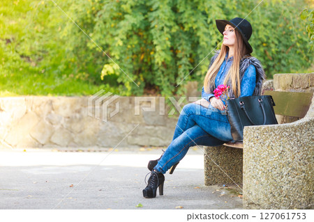Stylish woman on air 127061753