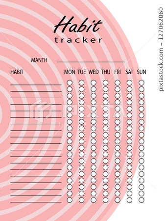 Habit tracker for WEEK. Template mockup. Vector personal organizer. Minimalist simple planner 127062060