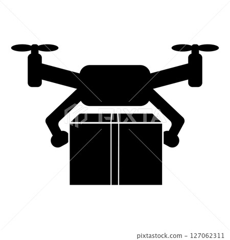Delivery drone and package silhouette Delivery drone and package silhouette 127062311