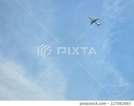 Passenger Airplane in Blue Sky Passenger Airplane in Blue Sky 127062665