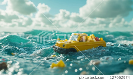 A Toy Truck Adrift in a Sea of Plastic Waste A Toy Truck Adrift in a Sea of Plastic Waste 127062974