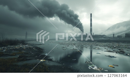 Industrial Pollution and a River Choked with Trash 127063164