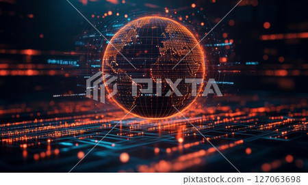 Digital Globe with Network Connections and Data Flow Digital Globe with Network Connections and Data Flow 127063698