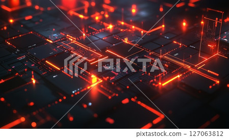 Abstract Technological Background with Glowing Red Lines Abstract Technological Background with Glowing Red Lines 127063812