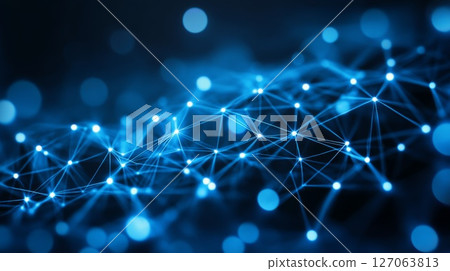 Abstract Blue Network with Glowing Points Abstract Blue Network with Glowing Points 127063813
