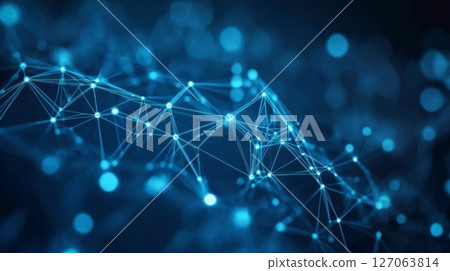 Abstract Digital Network with Glowing Blue Nodes and Lines 127063814