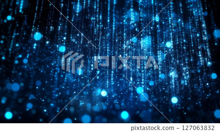 Abstract Digital Rain with Binary Code and Bokeh Effects Abstract Digital Rain with Binary Code and Bokeh Effects 127063832