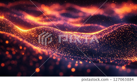 Abstract Orange and Black Glowing Particle Field 127063884