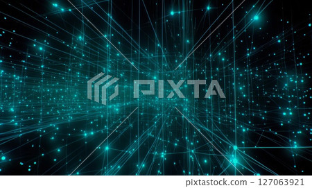 Abstract Digital Network with Glowing Blue Lines and Dots 127063921