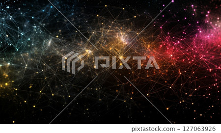 Abstract Colorful Network with Interconnected Nodes 127063926