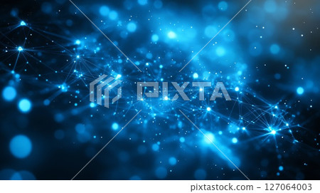Abstract Blue Network with Glowing Points and Lines Abstract Blue Network with Glowing Points and Lines 127064003