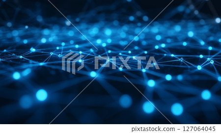 Abstract Blue Network with Connected Glowing Dots Abstract Blue Network with Connected Glowing Dots 127064045