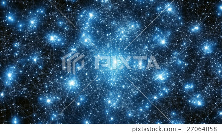 Abstract Blue Starburst Network with Glowing Nodes 127064058