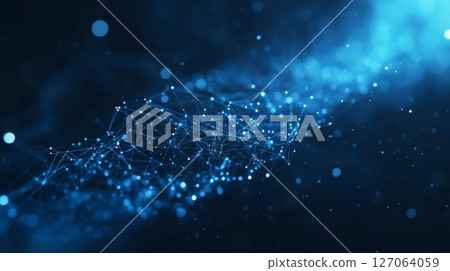 Abstract Blue Network of Interconnected Points and Lines 127064059