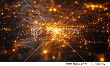 Abstract Golden Network with Blurry Lights Abstract Golden Network with Blurry Lights 127064079