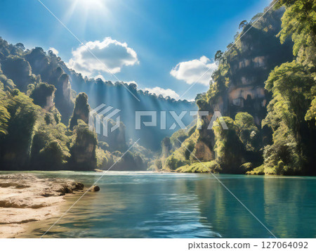 Spectacular view of a river valley 127064092